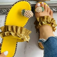 Wozhidaose Womens Sandale Ženske stanovi Djevojke Pearl ravni boemski stil Sandale Papuče Plaže Cipele