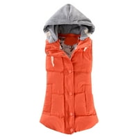 Ketyyh-Chn ženska zimska jakna podstavljena naduvača jakna s kapuljačom narančastom, xl
