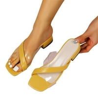 Modne ljetne ženske sandale pete s niskim petom kvadratni toe prozirni uvremeni stil