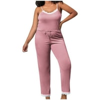 Hvyesh Pijamas za žene Set Dame Ljeto elastično od pune casual pidžama Cami i hlače Lounge setovi Cami