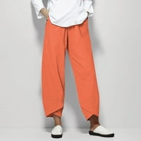 DrpGunly ženska moda, čvrste pamučne konopljene konopljene strugove casual pantalone za žene, narančasta