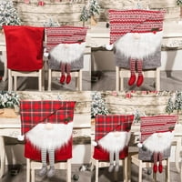 Popfeel božićna stolica poklopac stolice, božićna stolica za povratak, viseći noga bezlična staraca prekrivač stolice za šešir, božićni ukras