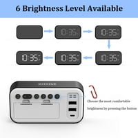 Tomshoo multifunkcionalni alarm Vrijeme podešavanja svjetline prikazuje dvostruki budil sa dvostrukim dizajnom Dvostrukim dvostrukim USB priključnim metodama LED satom za kuću dnevno dnevno