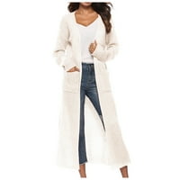 Lagane jakne za žene casual stabilni ženski modni casual dugačak duks bez dugmeta CARDIGAN jakna bijela