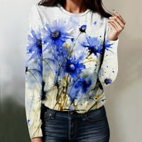 Žene O-izrez dnevno T-majice Ležerne prilike Ležerne prilike Flore 3D cvjetno tiskovina Crewneck dugih