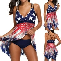 Badymincsl kupaći kostimi kupaći kostimi za žene dame, ženske plus veličine američke zastave Crisscross