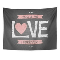 Ružičasta 14. tipografska ploča za Dan zaljubljenih Vi volite zauvijek crna zidna umjetnost Viseća tapiserija