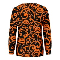 Yubatuo Halloween majice za žene grafičke dukseve s dugim rukavima Crewneck kostimi narančasti s