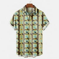 Jsaierl Muške modne modne print Havajske majice Ljeto rever gumb dole majice casual kratkih rukava za plažu kamp bluze