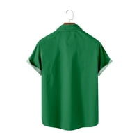 Dječaci i muški majice Havajske košulje za muškarce, kratki rukav džepni košulje palmi, majice za muškarce Botton dolje poliesterske džepove vogue majice, zelena