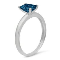 1CT Emerald Cut Prirodni London Blue Topaz 18K bijelo zlato Angažovane prstene veličine 8,75