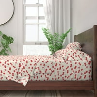 pamučni listovi, blizanci - trešnja uzorak FoodIe akvarel slatko voće retro stil apstraktna kuhinja Print posteljina od kašike