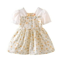 Lijepo ljeto cvjetni kratki rukav modni a-line mališane djevojke dječje princeze haljina dječja sjećanica