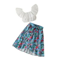 Zuwimk Baby Girl Outfit, dječja odjeća za djecu Romarke hlače Postavite cvjetne ljetne odjeće slatka beba odjeća djevojka nebesko plavo