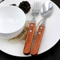 TureClos pribor za jelo od nehrđajućeg čelika posuđe za pribor za pribor za pribor za pribor za zabavu sa drvenom ručicom, kašikom