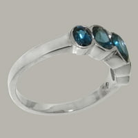 Britanci izrađeni sterling srebrni prirodni London Blue Topaz ženski prsten - Veličine Opcije - Veličina