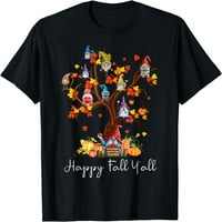 Sretan jeseni gnomi bundeve jesenski stablo hvala majica za žene kratki rukovi za zabavne košulje crni