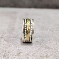 Umočeni spinner, ring, sterling srebrni prsten, prsten za trljanje, prsten za tonski, fidget prsten,