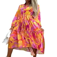 Sanviglor Women dugačka haljina cvjetna košulja za tiskane haljine Dugme Summer Beach Sundress Loose