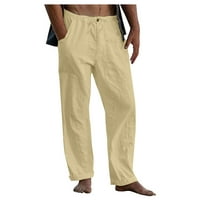 Lagane radne pantalone za muškarce opuštene fit muške ravne hlače za noge pune boje pamučne posteljine