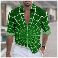 Dugme Swirts za muškarce Prevelike FIT 3D Cobweb Print T-majice s dugim rukavima Casual modni prozračni