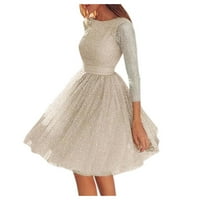 Clearsance Ljetne haljine za žene okrugli izrez Modni čvrsti koljeno duljina A-line haljina za rukave