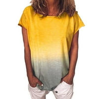Ženske poslovne casual vrhove O-izrez boja gradijent labavi basični vrhovi obične majice za žene