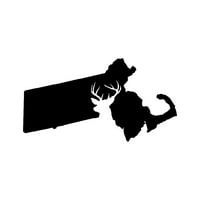 Massachusetts Deer State naljepnica naljepnica Die Cut - samoljepljivi vinil - Vremenska zaštitna - izrađena u SAD - Mnogo boja i veličina - Buck Hunt Lov puška