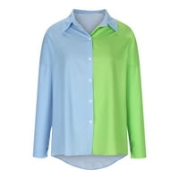 Ženski gumb za blok s dugim rukavima dolje majicaKasinski poslovni ured V izrez bluza za izrez je labav fit košulja