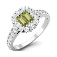 1. CTW baguette Peridot Sterling Silver Accents Cvjetni ženski vjenčani prsten