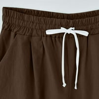 Ženske ljetne kratke hlače Pamučne posteljine od posteljine elastične haljine sa visokim strukom sa