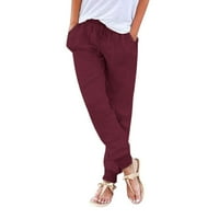 Posteljine hlače za ženske hlače navlaka za povlačenje elastične struke čvrste boje Capri hlače pantalone
