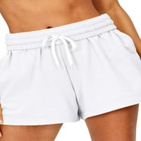 Fanvereka Ženski slobodni stil Sportske kratke hlače Čvrsta boja elastični struk sa šljokicama bijela