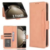 -Po kompatibilan je sa Samsung Galaxy Z Fold Caseet Case, S Pen Holder PU kožni nosač karata za papir STAND otporan na magnetni zatvarač poklopac za galaxy Z Fold 5g, ružičasta