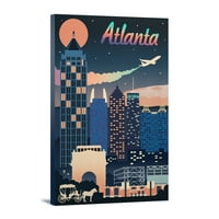 Atlanta, Gruzija, Retro Skyline Chromatic Series, Platno umjetnost, Galerija Cjelično dekor, Hange Ready