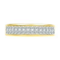 10kt žuto zlatni okrugli bijeli dijamantski dvoredni godišnjički prsten za žene