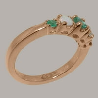 Britanski izrađeni 14k ružičarski zlatni prsten za angažman i Opal Womens - Opcije veličine - Veličina