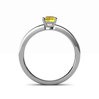 Žuti safir 7x smaragdni rez za pomicanje zanimanje za zaručnički prsten 0. Carat u 14k bijelo zlato .Size 4.5