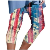 Gathrrgyp ženske kratke hlače 5 dolara, ženski ljetni casual elastični dan neovisnosti za struk tiskane sažene hlače