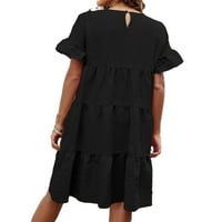 Ženska haljina skrock običan sloj okrugli vrat crni m