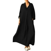 Klizna haljina Midi Dužina Žene plus veličina Dugi rukav Krst V izrez Maxi Haljina pune dužine Line
