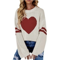 Homodles Ženski ležerni džemper- Pulover okrugli vrat Modna potplata boja Bež veličine XL