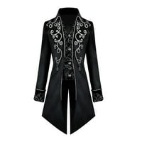 Muške jakne modni kaput Windbreaker Gothic Style Jakna retro kaput 3xl crna