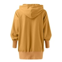 Hoodies Caicj za žene ženske pulover dukseri dukseri duks boja blok dukseva pulover sa džepom žuti,