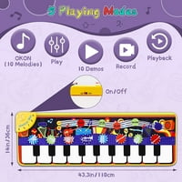 Piano Mat za mališane, 43.3 14 muzičke igračke sa muzikom zvuče pokrivač dodir Playmat Dance Mat Edukativne