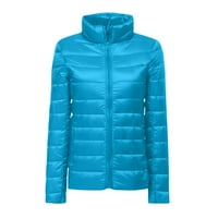 Puffer kaputi za žene Zimska topla obična jakna u boji Zip up lagana odjeća s dugim rukavima sa džepovima