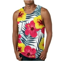 Xysaqa muški 3D cvjetni tenk, ljetna havajska casual majica na plaži, labavi fit noviteljima bez rukava