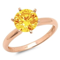 2CT okrugli rez žuti prirodni citrinski 18K ružičasta ruža zlatna egraviranje izjava bridalna godišnjica angažman vjenčani solitaire prsten veličine 9
