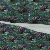 pamučni listovi, kralj set - vodena cvjetna slikanje impresionista smaragdna ljubičasta tiskana