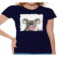 Newkward Styles Funny Koala puhanje gume majica za životinje Majica za žene Smiješne ljubitelje životinja